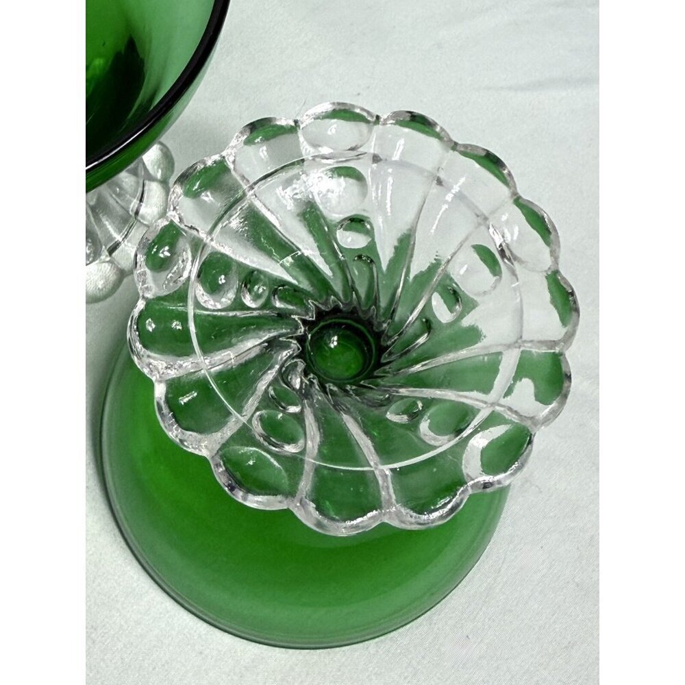 Vintage 1970s Anchor Hocking Green Sherbet Glasses Set of 4 - Picture 5 of 8